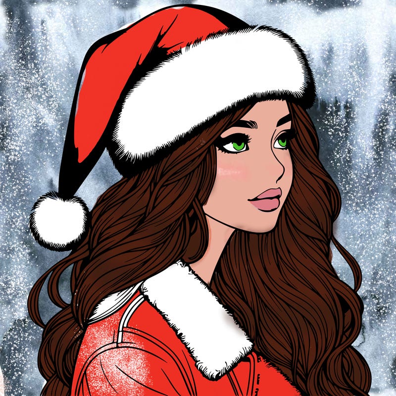 realistic girl in santa hat