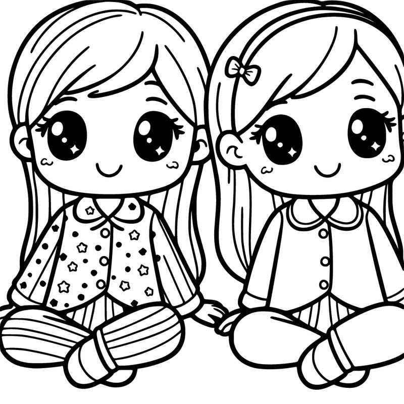 2 human sisters in pajamas