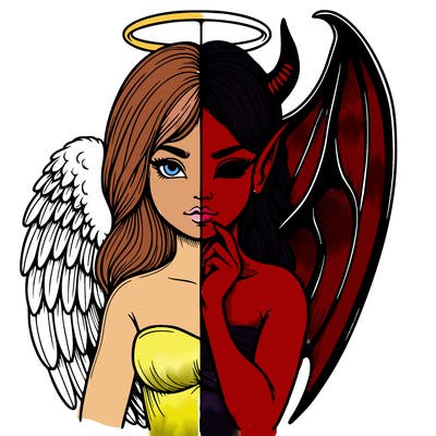 realistic angel half demon