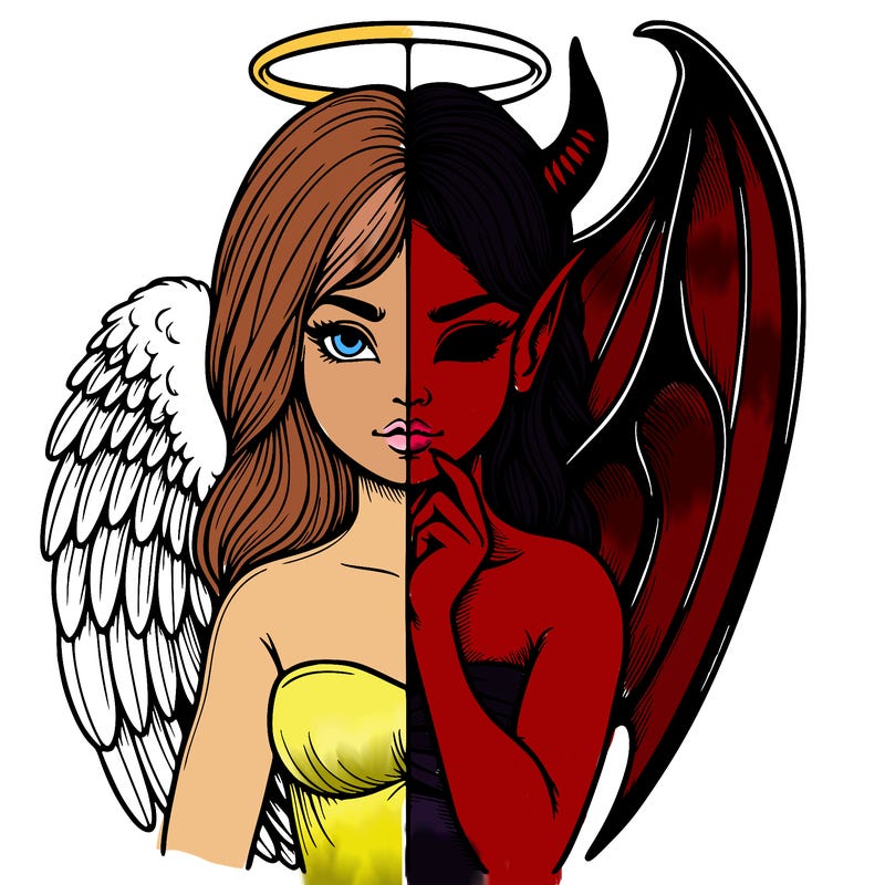 realistic angel half demon