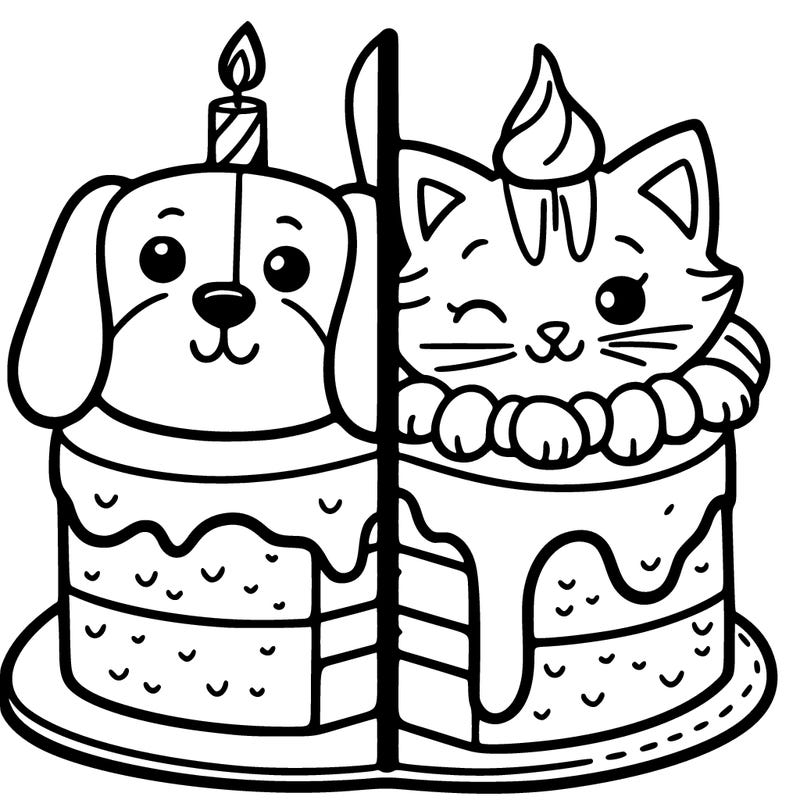 split dog and cat cake