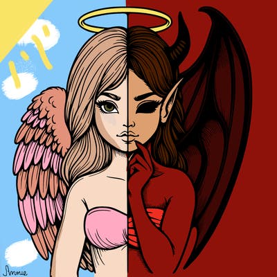 realistic angel half demon