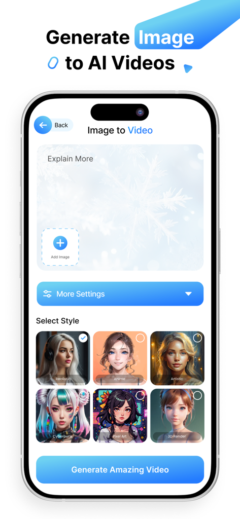 Captura de tela da interface do aplicativo Open art ai para gerar vídeos com IA a partir de imagens com vários estilos artísticos