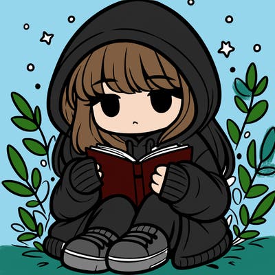 girl in oversized hoodie reading a book
