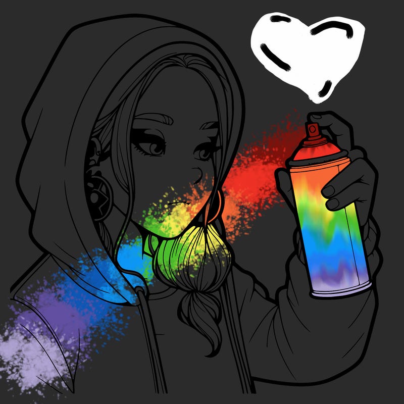 a realistic girl, spray painting