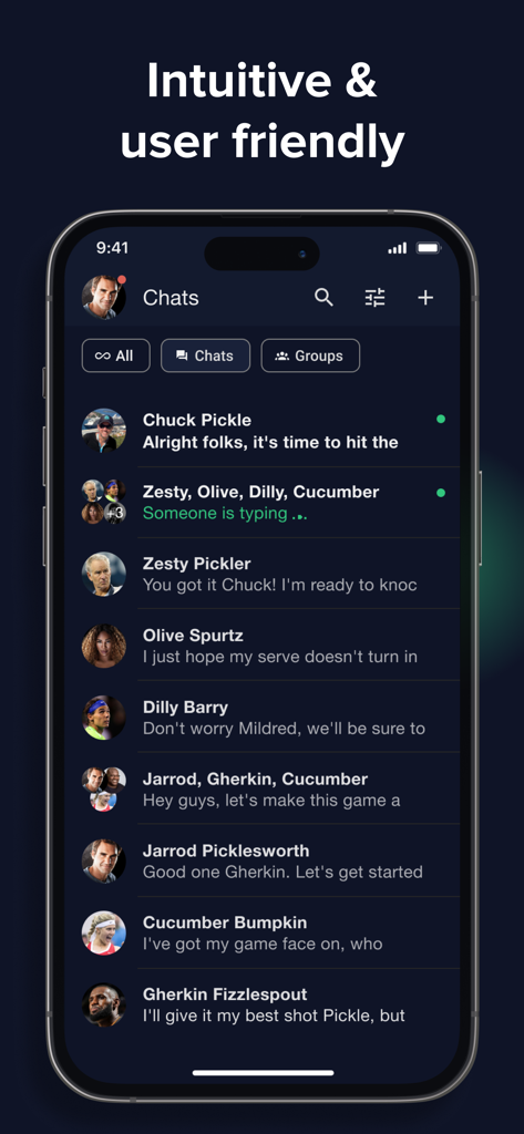 Loop Messenger - Interface of Loop Messenger on an iPhone showing an intuitive chat list
