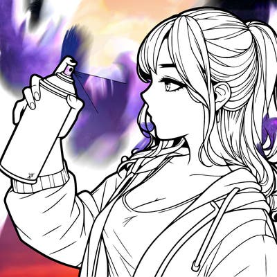 a realistic girl spray, painting