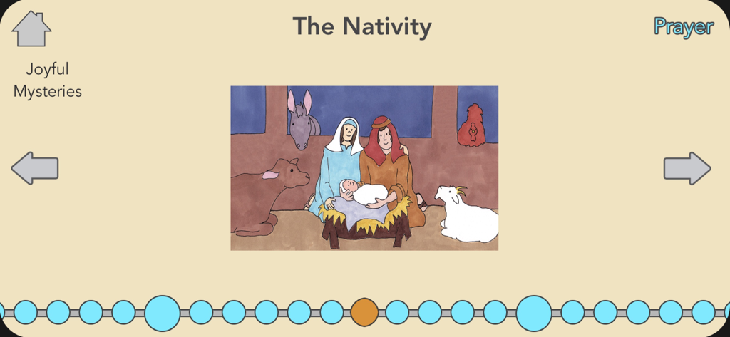Bead By Bead - Illustration of the Nativity scene in the Bead By Bead childrens rosary app.