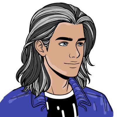 realistic guy with long hair