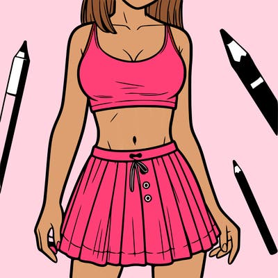 a woman wearing croptop and skirt