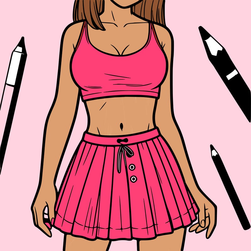 a woman wearing croptop and skirt