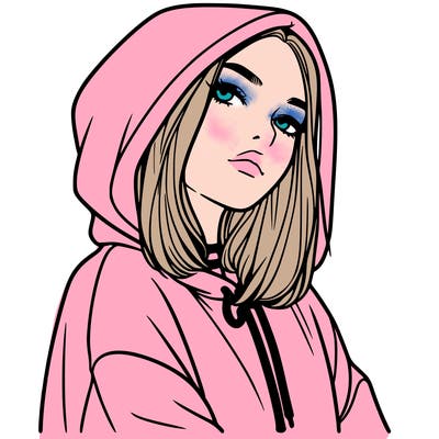 a realistic girl in a hoodie