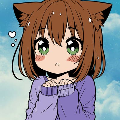 shy anime catgirl