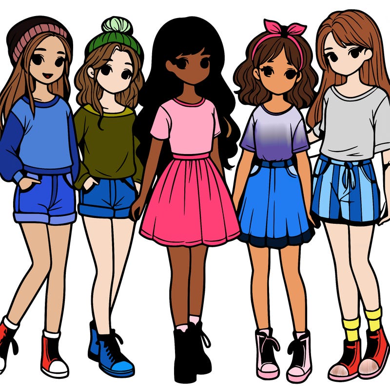 a group of five girls