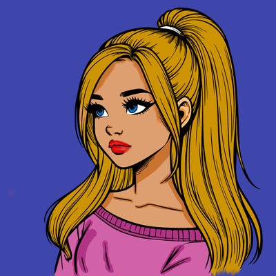 realistic girl with a high ponytail