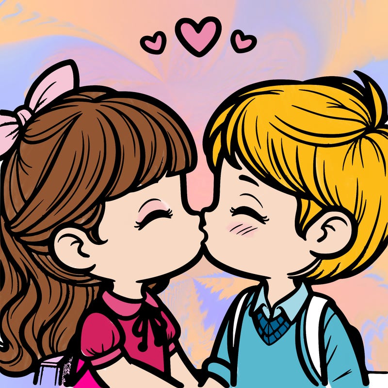 boy and girl kissing