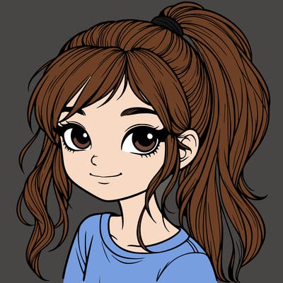 realistic girl with ponytail