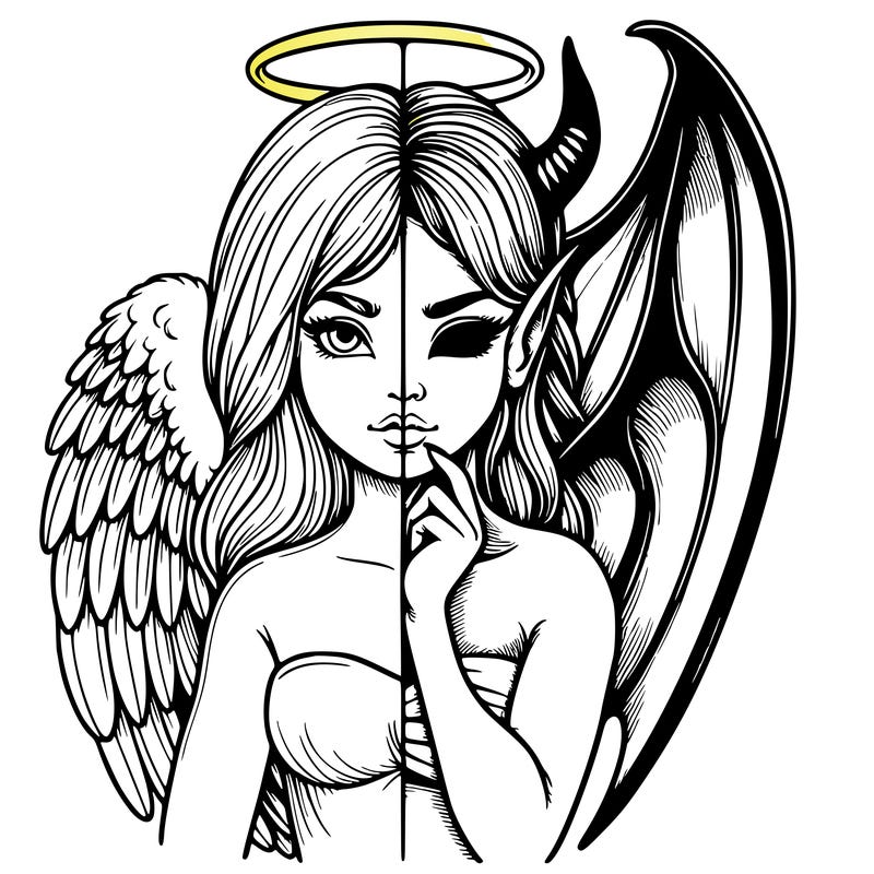 realistic angel half demon