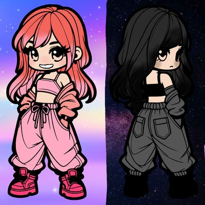 girl in crop top and baggy pants