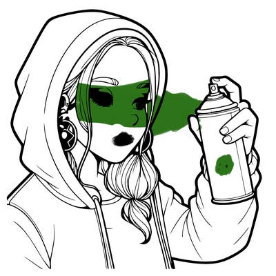 a realistic girl, spray painting