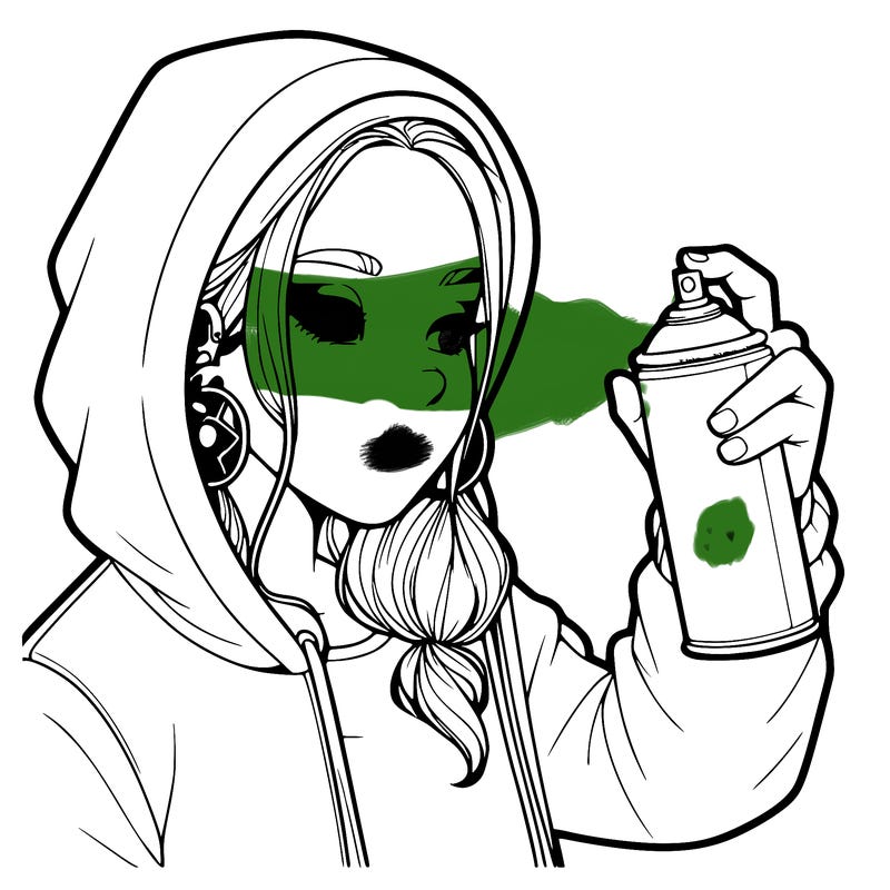 a realistic girl, spray painting