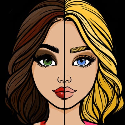 realistic girl split half