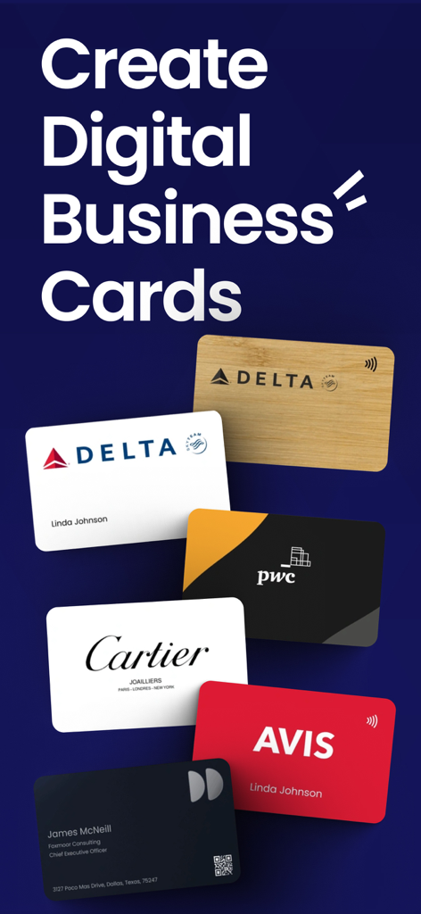 Covve - Digital Business Card - A showcase of professional digital business card designs with various brand logos and layouts