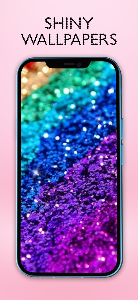 Shiny: Glitter Live Wallpapers - Pantalla de smartphone con un fondo de pantalla animado de purpurina arcoíris colorida