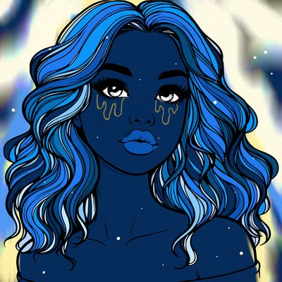 realistic girl with wavy hair and lips