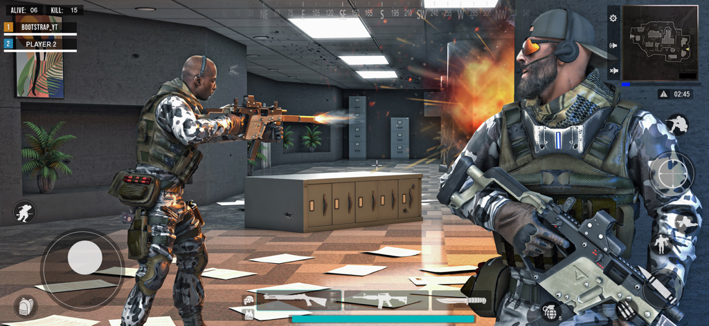 FPS Commando - Dos comandos militares en un tiroteo interior dentro del juego móvil FPS Commando