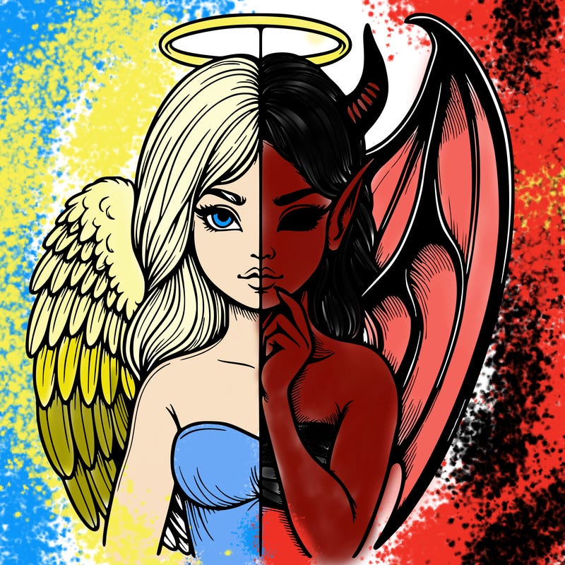 realistic angel half demon