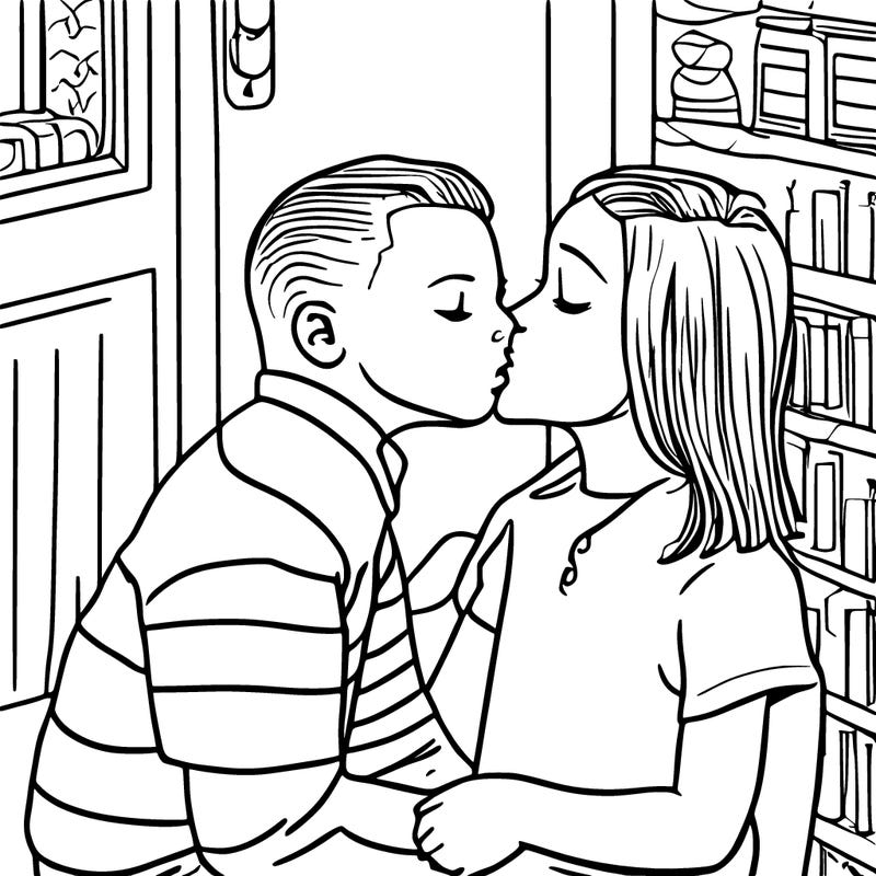girl and boy kissing