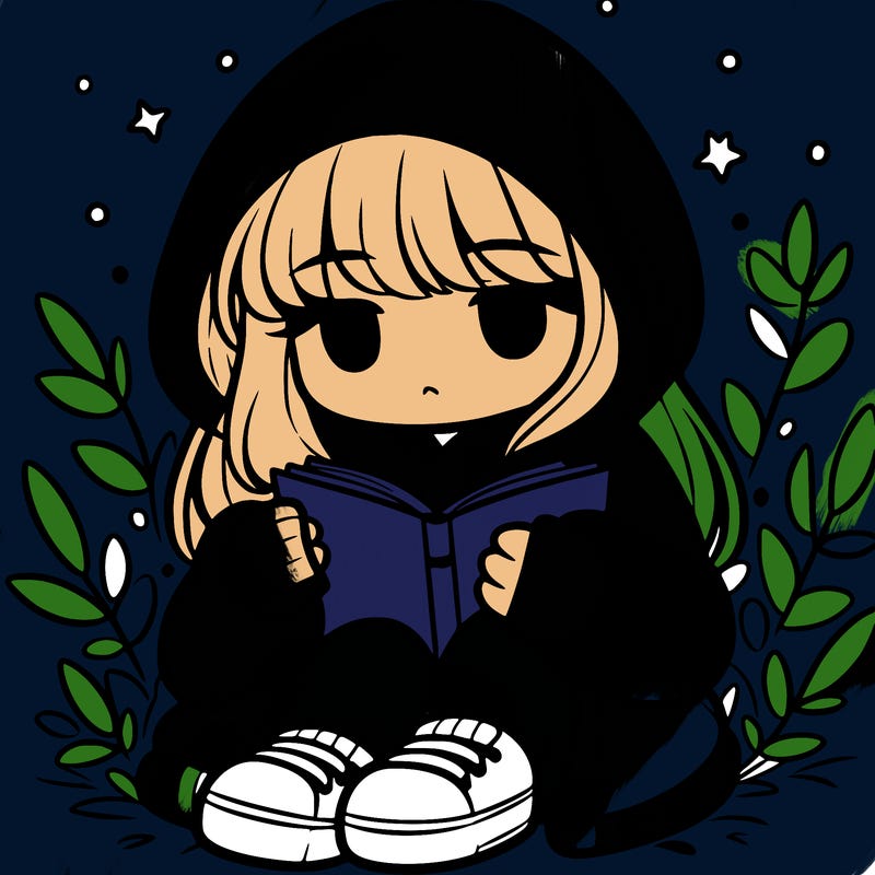 girl in oversized hoodie reading a book