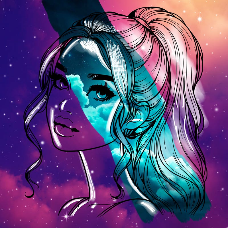 realistic girl with a ponytail on her hair and lips