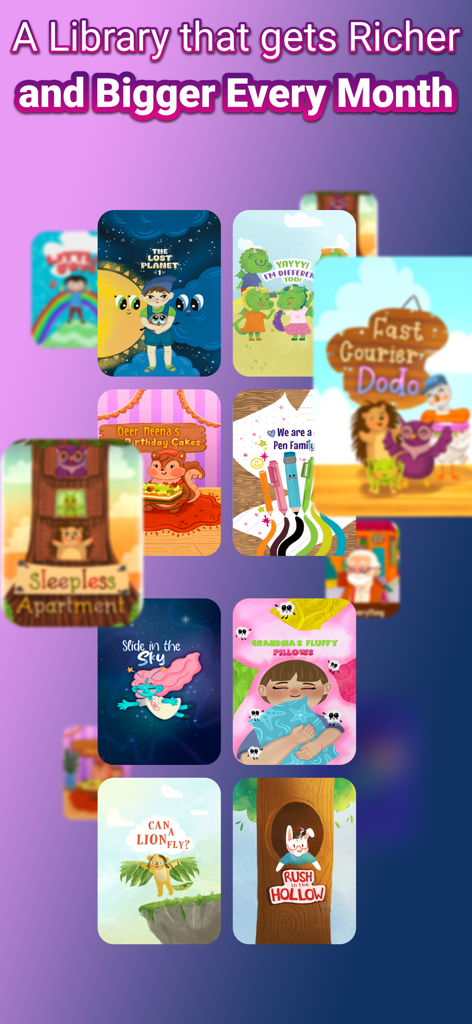 TellPal: Kids Bedtime Stories - A colorful collection of illustrated bedtime storybook covers from the TellPal library