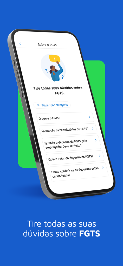App Do TrabalhadorアプリのFGTS情報とFAQセクションを表示するスクリーンショット