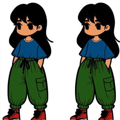 girl in baggy pants