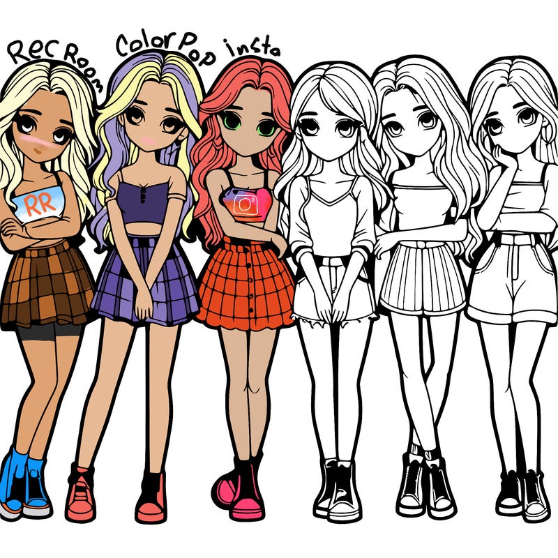 a group of girls realistic
