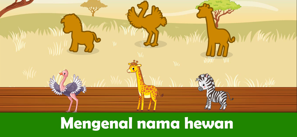 Game Anak TK - BebiBoo - 어린이들이 다채로운 사파리 동물을 그림자에 맞추는 미취학 아동 교육용 게임