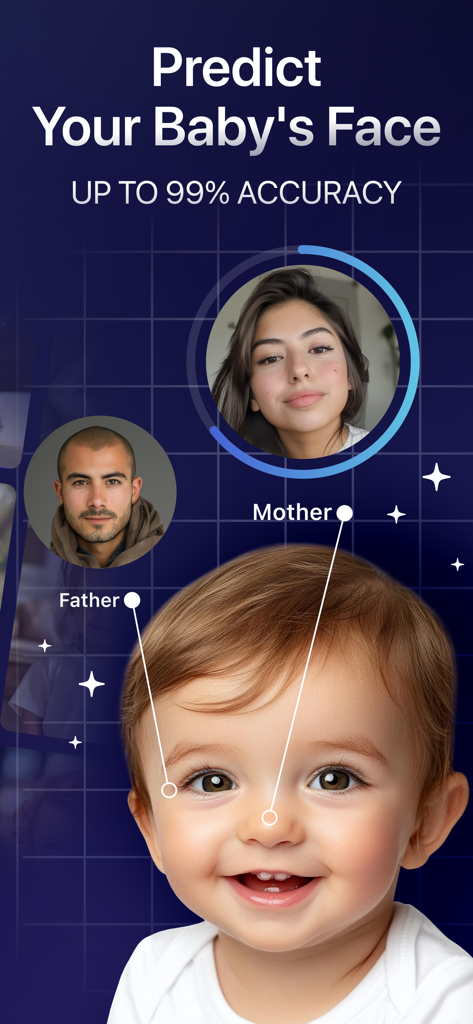 Future Baby Face Generator AI - AI baby face prediction based on mother and father photos