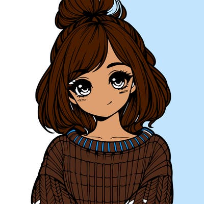 realistic girl with really cute sweater