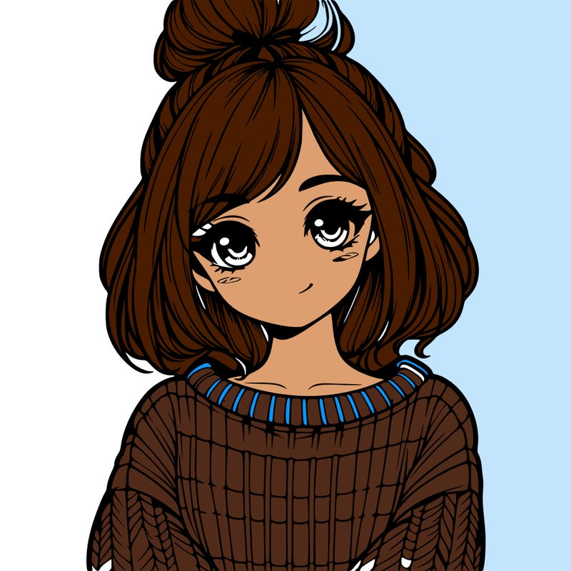realistic girl with really cute sweater