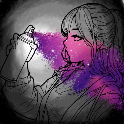 a realistic girl spray, painting