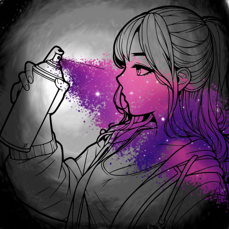 a realistic girl spray, painting