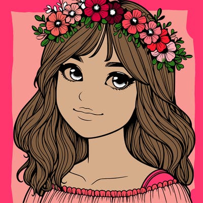 girl with flower crown realistic