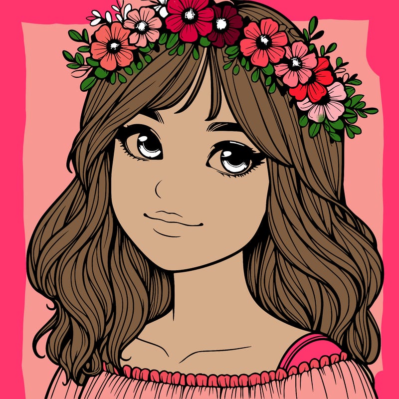 girl with flower crown realistic