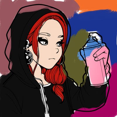 a realistic girl, spray painting