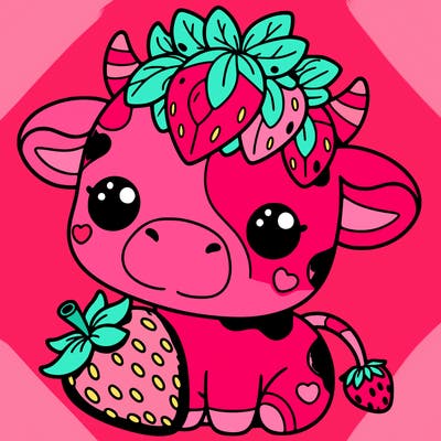 cute strawberry cow