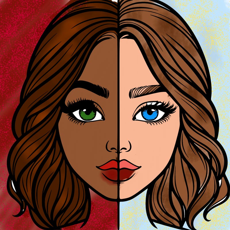 realistic girl split half