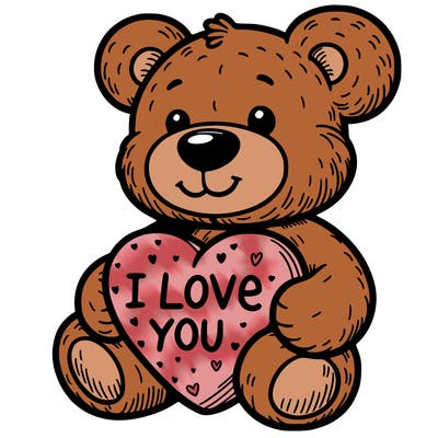 teddy bear holding an i love you heart